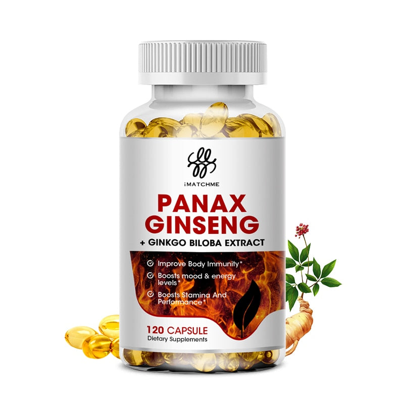 Korean Red Panax Male Energy Supplement Ginseng Ginkgo Biloba Ashwagandha for Focus, Memory, Brain, kidney
