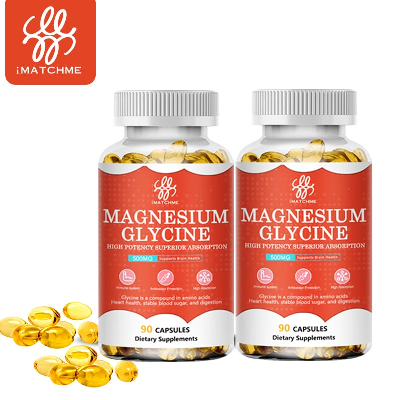Magnesium Glycinate capsules - Vitamin D & B6, CoQ10, Magnesium Supplement calcium for Relaxation, Cognition and Sleep Quality