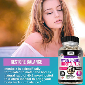 Premium Inositol Supplement Inositol and Folate and Vitamin D Hormone Balance & Healthy Ovarian Support for Women