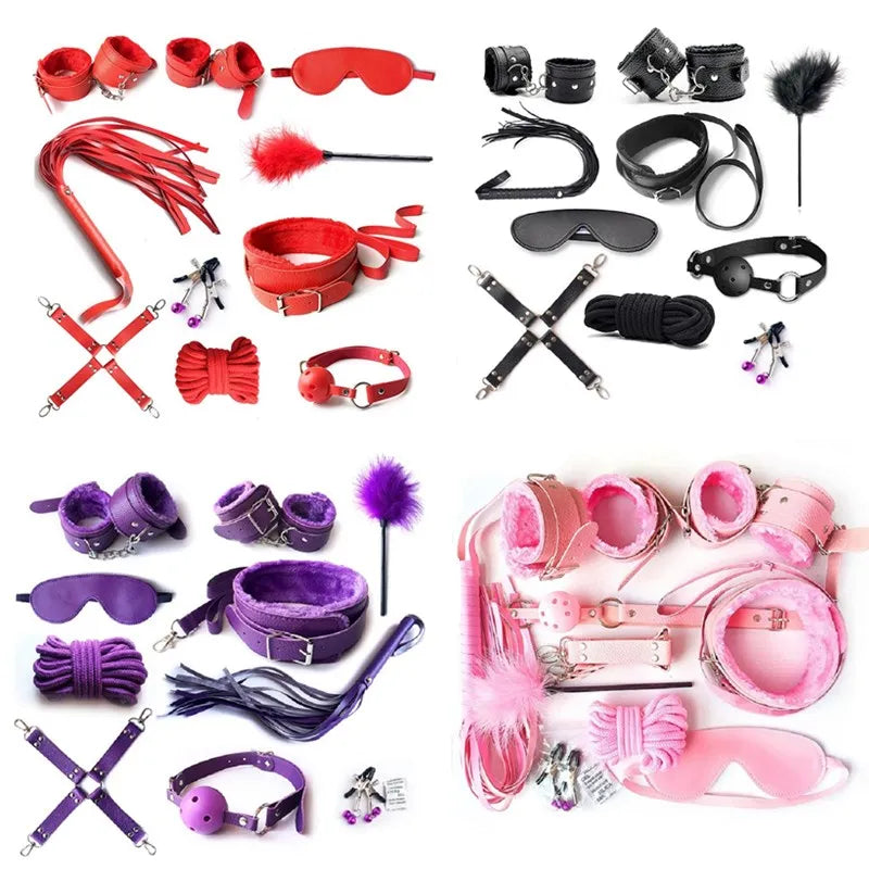 Bdsm Set Kits Adults Bondage for Women Couples Men Handcuffs Nipple collar Clamps Whip Spanking Exotic Accessories in Pakistan