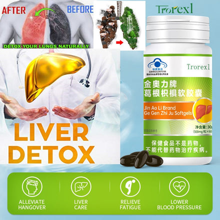 Liver Cleanse Detox & Repair Capsules for Fatty Liver, Alcohol Damage, Hangover Herbal Pueraria Extract Supplement 60 Vegecaps