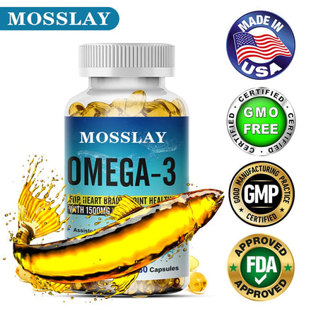 MOSSLAY Omega-3 S Fish Oil Dietary Supplement - Helps Support Brain and Heart Health, Including EPA & DHA - 1500 Mg Per Serving