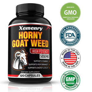 Horny Goat Grass Capsules 5050 Mg, Supports Male Energy and Performance, Supplement with Black Pepper Extract