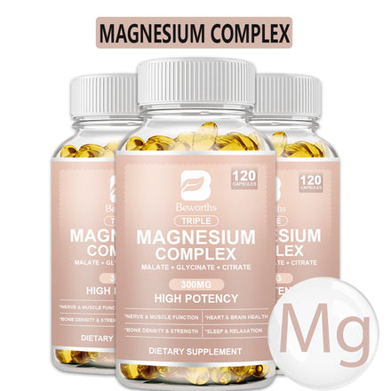 BEWORTHS Magnesium Complex Capsules Bone & Heart Health Supplement, Sleep Support, Muscle Relaxation, Stress & Anxiety Relief
