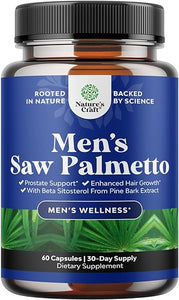 Saw Palmetto for Men with Beta Sitosterol - Saw Palmetto Extract Prostate Support Supplement for Men's Health & Better Bladder Control plus Thickening Hair Supplement for Hair Growth for Men - 60ct in Pakistan