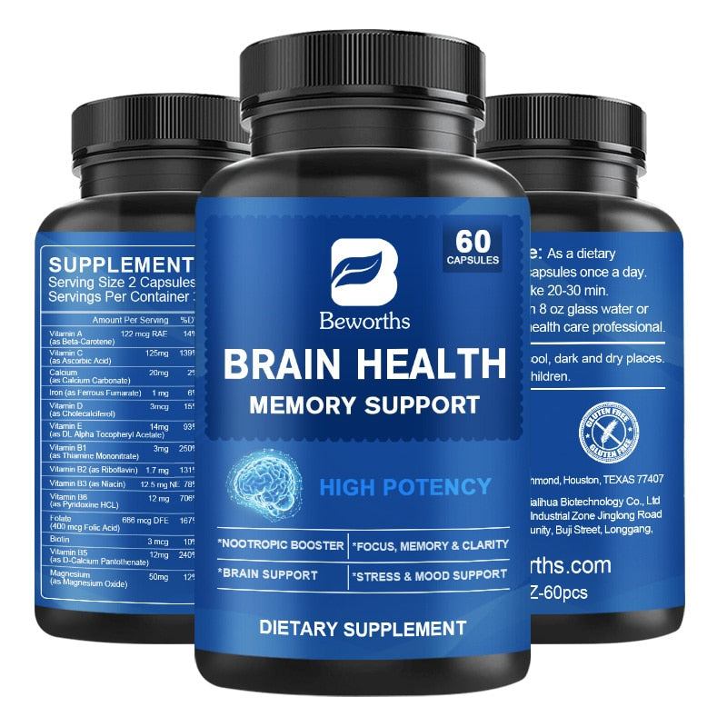 Plus Vegetarian Health Brain T Supplement Supports Memory,Focus,Clarity, &Mental Energy with,Plus Phosphatidylserine&Huperzine A