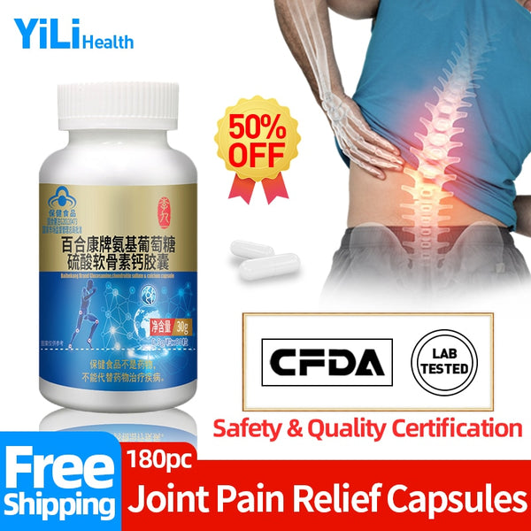 Joint Pain Relief Supplements Pills Glucosamine Chondroitin Sulfate Calcium Capsules Bone Arthritis Remover CFDA Approved in Pakistan