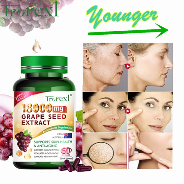 Natural Whitening Grape Seed Extract Capsules Antioxidant Dark Spots Remover Pills Blood Pressure Cholesterol Balance Supplement in Pakistan