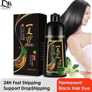 500ml Black Hair Color Dye Hair Shampoo Cream Organic Permanent Covers White Gray Shiny Natural Ginger Essence For Women Men