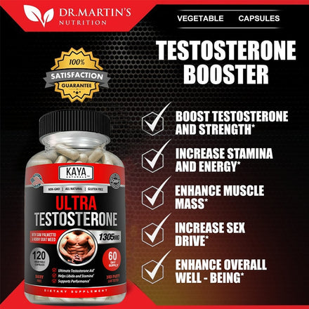 Natural Energy Stamina Supplement Testosterone Booster for Men Promote Fat Loss, Muscle Growth, Improve Performance