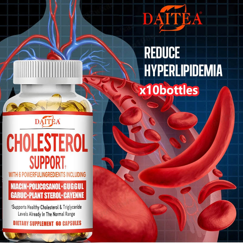 Daitea Healthy Cholesterol Supplement To Lower High Cholesterol, Support Fat Burning, Detoxification and Metabolism