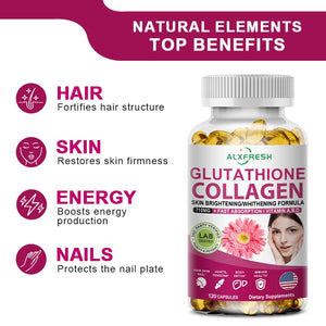 Alxfresh 5X Collagen & Glutathione Capsule Support Skin&Joint& Hair Nails Health Anti-aging Nutritional Supplement