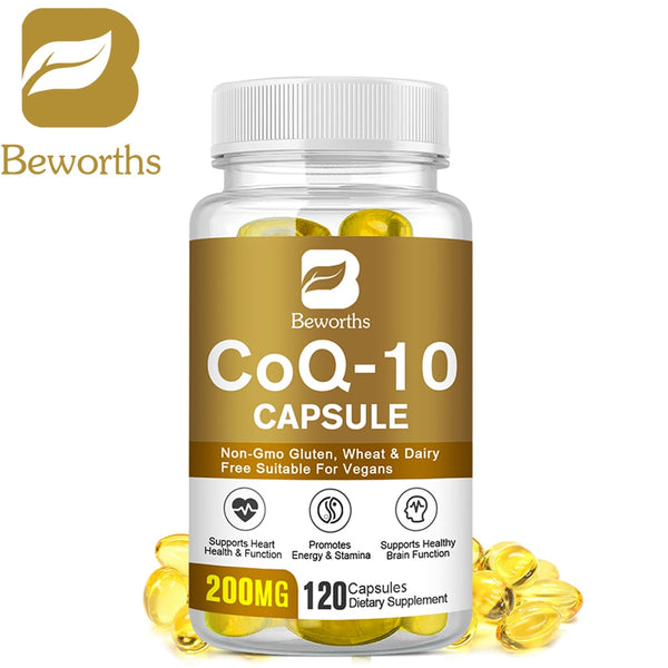 BEWORTHS 120pcs Free Shipping CoQ-10 Capsule 200Mg Vegetarian for Energy Support Heart Healthy Protective Antioxidant Supplement