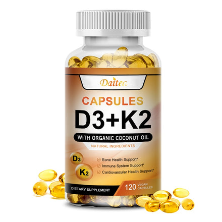 Vitamin D3 K2 Capsules Daily Supplement Supports Healthy Immune System Heart And Strong Bones Vegetarian Capsules