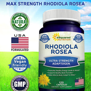 Rhodiola Supplement 1000 Mg - 120 Vegetarian Capsules - Maximum Strength Boost Pure Energy, Brain Function & Stress Relief