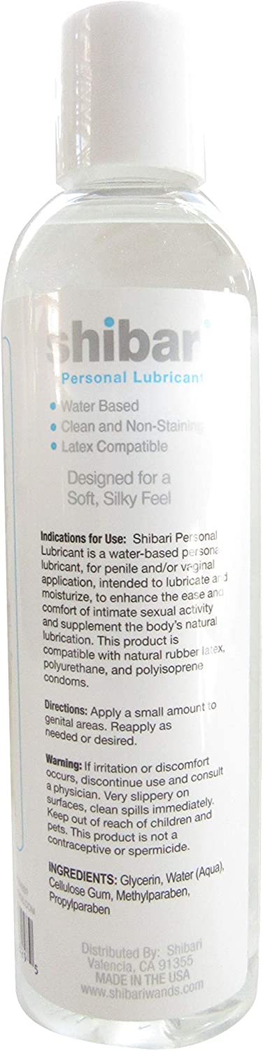 Shibari Premium Personal Lubricant, Water-Based Lube for Women, Men, and Couples, Lube Suitable for Vaginal, Solo or Anal Play, Compatible with Natural Rubber Latex, Polyurethane, and Polyisoprene Condoms, Flavorless and Unscented, 8 fl oz