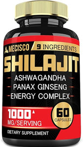 1000mg Shilajit Supplement with Ashwagandha Root, Panax Ginseng, L-Arginine, Chaga & More - Shilajit Pure Himalayan Organic - Immune System, Energy Production, Stamina & Comfortable Mood - 60 Capsules in Pakistan