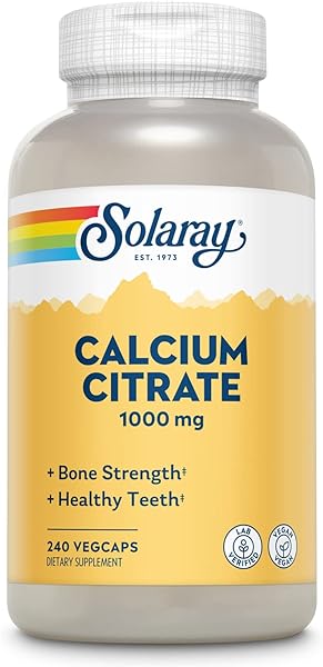 Solaray Calcium Citrate 1000mg, Chelated Calcium Supplement for Bone Strength, Healthy Teeth & Nerve, Muscle & Heart Function Support, Easy to Digest, 60-Day Guarantee, Vegan (240 Count (Pack of 1)) in Pakistan in Pakistan