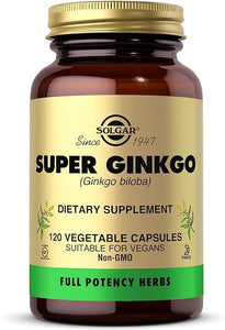 Solgar Super Ginkgo, 120 Vegetable Capsules - Full Potency (FP) - Antioxidant & Nervous System Support - Brain Health - Non-GMO, Vegan, Gluten Free, Dairy Free, Kosher - 120 Servings in Pakistan
