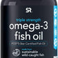 Sports Research Omega 3 Fish Oil -Supplement EPA & DHA Fatty Acids Heart, Brain & Immune Support 1250 mg Capsules
