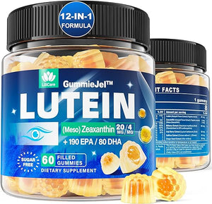 Sugar Free Lutein 20mg & Zeaxanthin Eye Supplement Plus EPA 190mg & DHA 80mg, Eye Vitamins Filled Gummies with Selenium & Zinc, Bilberry, Goji Berry, Saffron & Grape Seed Extract, Vitamin D3, C & E in Pakistan