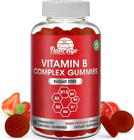 Sugar Free Vitamin B Complex Gummies - Vitamin B12, B7, B6, B3 (Niacin), B5, B8, B9 (Folate)- Third Party Tested- Prenatal, Vegan Diet, Older Adults - B Complex Vitamin Supplement- Two Month Supply in Pakistan