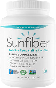 Tomorrow's Nutrition, SunFiber, Soluble Prebiotic Fiber Support for Digestive Wellness with Guar Gum, Vegan, 30 Servings (7.4 oz)