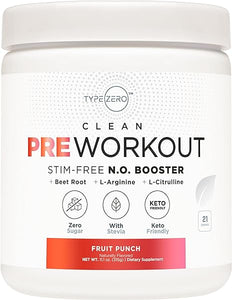 Ultra Clean Stim Free Pump Pre Workout + Nitric Oxide Booster (Fruit Punch) Beetroot, 7G Arginine Citrulline Malate, Betaine, Beta A, ACV+ - Sugar/Caffeine Free Natural Non Stim Preworkout Men & Women in Pakistan