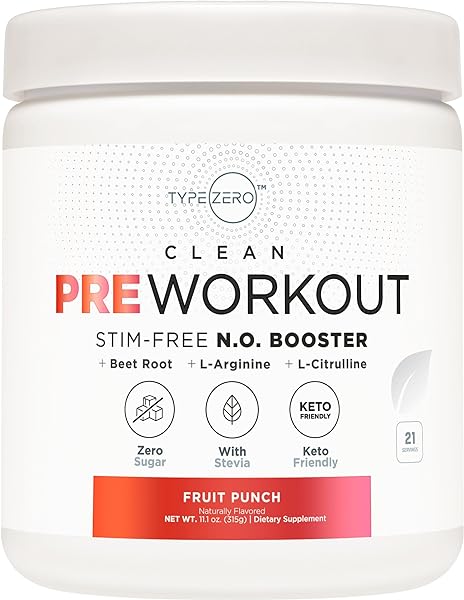 Ultra Clean Stim Free Pump Pre Workout + Nitric Oxide Booster (Fruit Punch) Beetroot, 7G Arginine Citrulline Malate, Betaine, Beta A, ACV+ - Sugar/Caffeine Free Natural Non Stim Preworkout Men & Women in Pakistan in Pakistan
