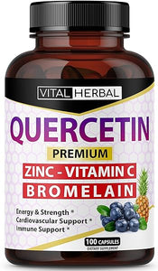 Ultra Quercetin High Purity 98% with Bromelain Capsules - Equivalent to 4085 mg Powder - Maximum Strength with Ashwagandha - Supports Overall Health Strength Energy (100 Counts) in Pakistan