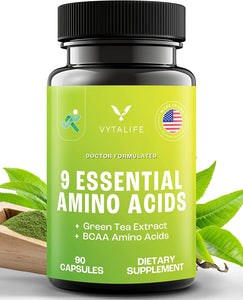 VYTALIFE Essential Amino Acids, Amino Energy - Amino Acids Supplement for Men, Amino Acids Supplement for Women - BCAA Amino Acids, Amino Acid Nutritional Supplements - BCAAs Amino Acids Capsules