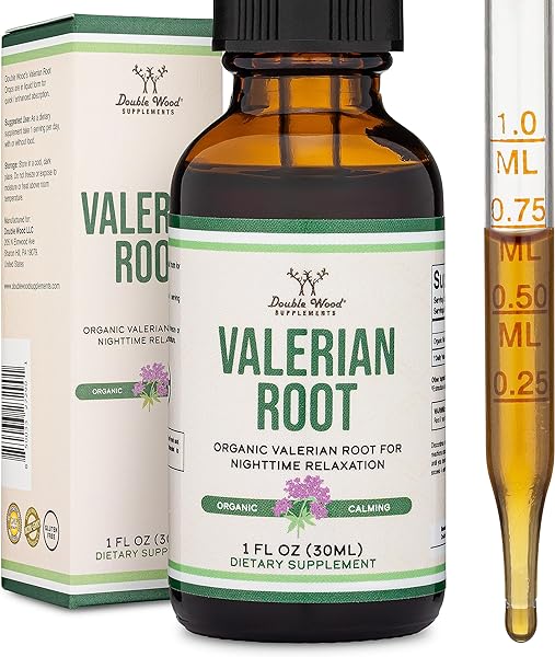 Valerian Root Drops for Sleep - Organic Valerian Root Tincture Extract 168mg - 1 FL OZ, 30 Servings (Better Absorbed Than Capsules, Enhances Valerian Root Tea) for Relaxation and Calm by Double Wood in Pakistan in Pakistan