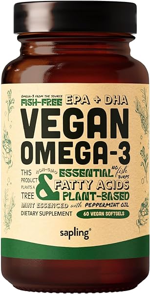 Vegan Omega 3 Supplement - Plant Based DHA & EPA Fatty Acids - Carrageenan Free, Alternative to Fish Oil, Supports Heart, Brain, Joint Health - Sustainably Sourced Algae - 60 Softgels in Pakistan in Pakistan