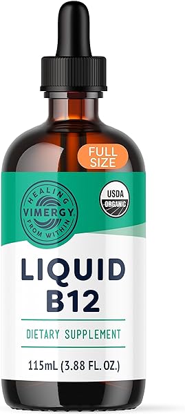 Vimergy USDA Organic B12, 115 Servings – Alcohol Free B-12 Liquid Vitamin - Supports Brain Energy, Nervous System, Cognition, Memory – No Gluten, Non-GMO, Vegan, Paleo, Naturally Sweet Flavor (115 ml) in Pakistan in Pakistan
