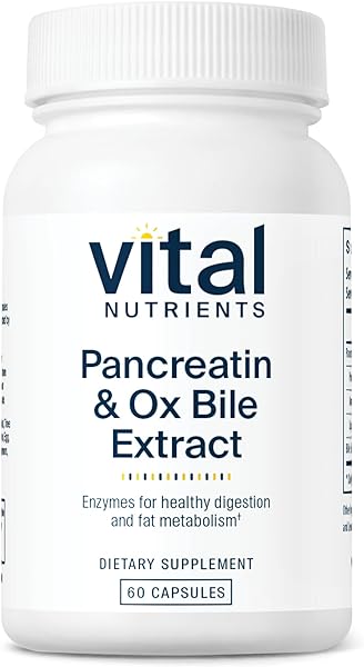 Vital Nutrients Pancreatin and Ox Bile Extract | Natural Digestive Enzyme Supplement | Helps Break Down Protein, Fat, and Carbs* | Gluten, Dairy and Soy Free | 60 Capsules in Pakistan
