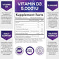 Vitamin D3 Gummy Vitamins Extra Strength 5000 IU (125 mcg) High Potency Vita D Gummies Dietary Supplement - Bone, Teeth, Muscle & Immune Support, Nature's Vitamin D Supplement, Non-GMO - 60 Gummies