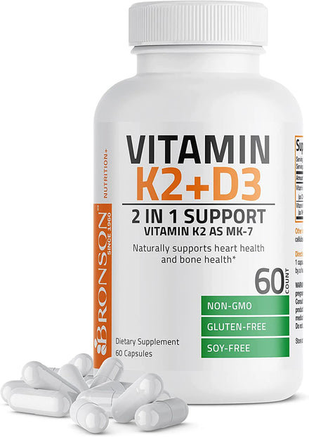 Vitamin K2 (MK7) with D3 Supplement Bone and Heart Health Non-GMO Formula 5000 IU Vitamin D3 & 90 mcg Vitamin K2 MK-7 Easy to Swallow Vitamin D & K Complex, 120 Capsules