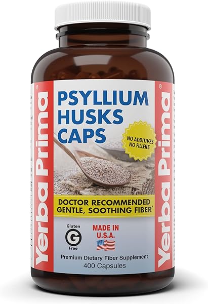 Yerba Prima Psyllium Husks Caps, 625 mg, 400 Capsules - Natural Fiber for Men and Women - Regularity Support Supplement in Pakistan