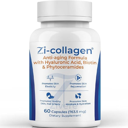 Zi Collagen Anti Aging Boost: Marine Collagen, Phytoceramides, Hyaluronic Acid & Biotin - Rejuvenate Hair Skin and Nails Vitamins - Collagen Capsules - All in One Multivitamin for Women and Men in Pakistan