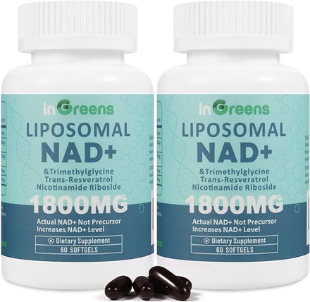 inGreens Liposomal NAD+ Supplement 1800 mg with Nicotinamide Riboside 200mg, Trans Resveratrol 200mg, Trimethylglycine 200mg，Boost NAD+, Aging Defense，Cellular Energy and DNA Repair, 60 Softgels in Pakistan